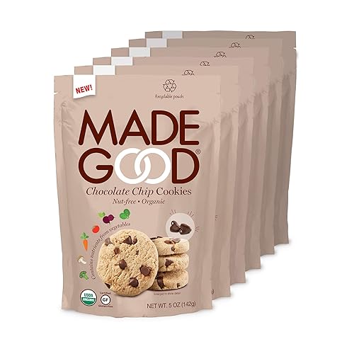 MadeGood Galletas de chispas de chocolate galletas sin gluten 6 bolsas 5 onzas cada una embalaje reciclable