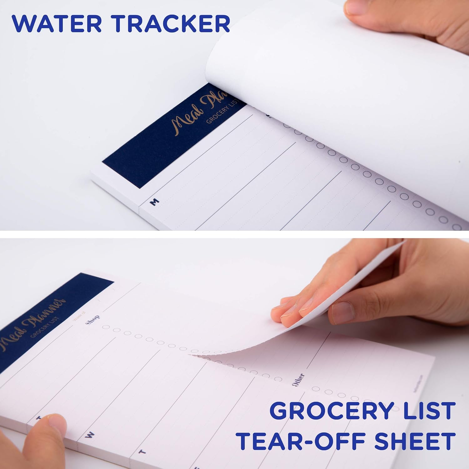Oriday Weekly Magnetic Meal Planner Notepad with Tear Off Perforated Grocery Shopping List Menu List for Your Fridge - 52 Sheets (Navy Blue 6" x 9" Meal Planning Pad)