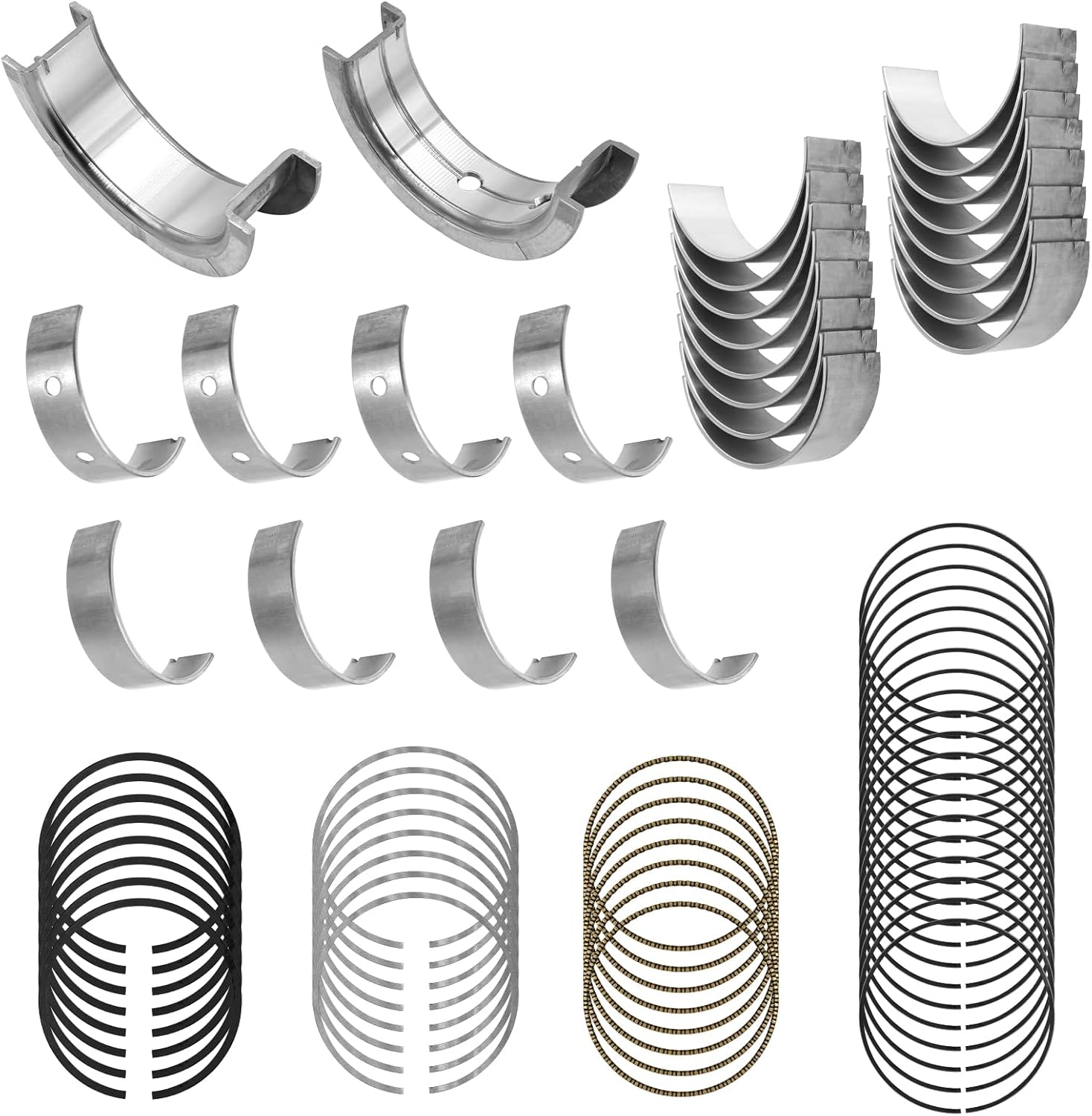 Main Rod Bearings with Piston Rings Fit for Chevy Silverado Tahoe Suburban, for GMC Sierra Yukon Gen III IV LS 4.8L 5.3L 1999-2013, Replaces 2M4978 C96008 BC409J MS2199 BB253J