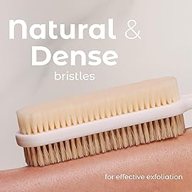 MainBasics Back Scrubber for Shower - Long Handle Dual-Sided Brush for Body Wash & Scrubbing with Exfoliating & Soft Bristles (White, Plastic)