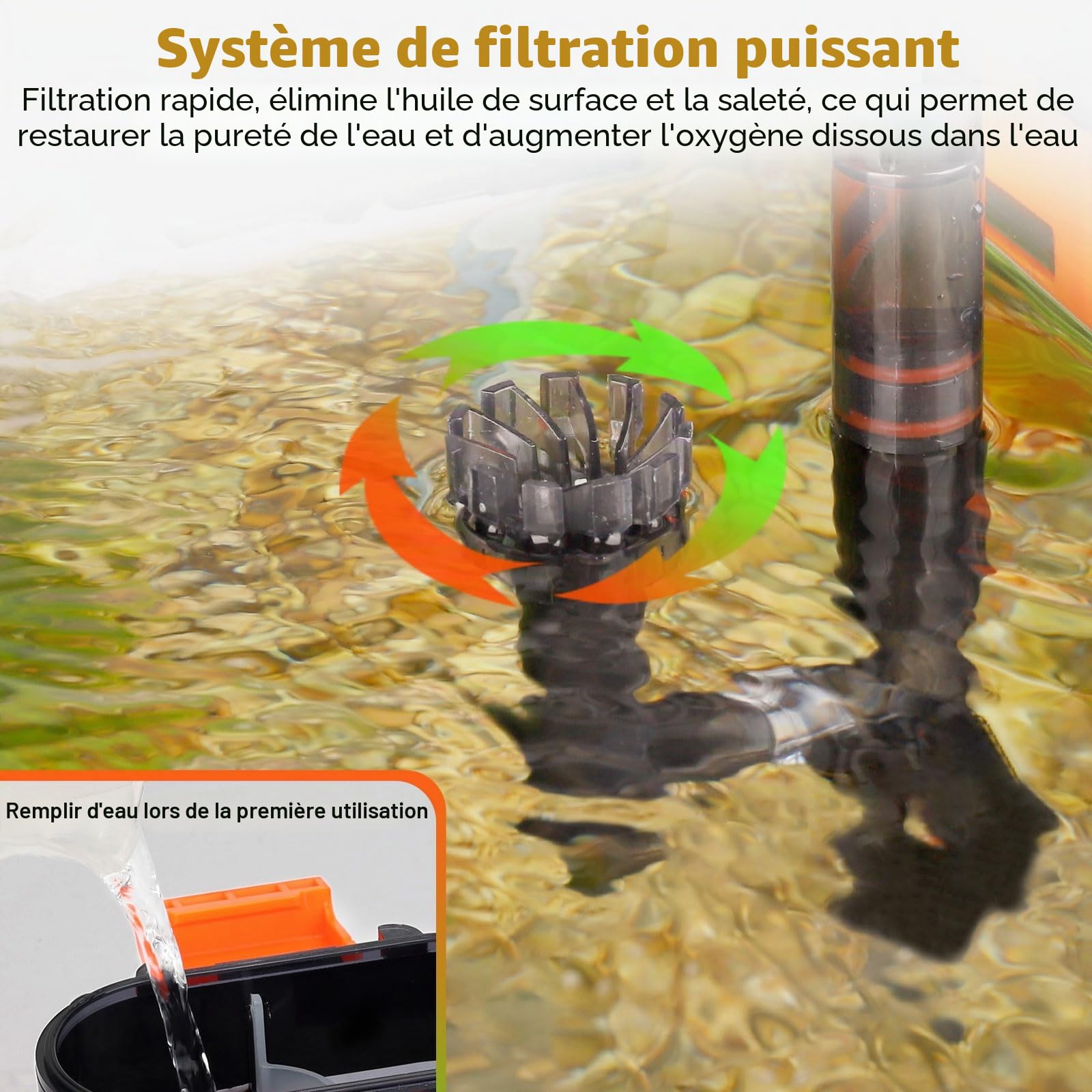 hygger Filtre Aquarium 680L/H 8W Silencieux pour Réservoir 150-225L