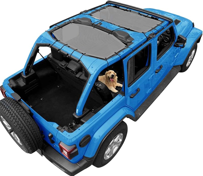 Tela de proteção solar para teto Jeep Wrangler JL Unlimited 4 portas coverspec cinza – 2 peças