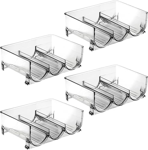 Miniatura 9 de mDesign Estante apilable de plástico para 3 botellas, organizador de almacenamiento de cocina para botellas de champán, vino o agua, organizador de