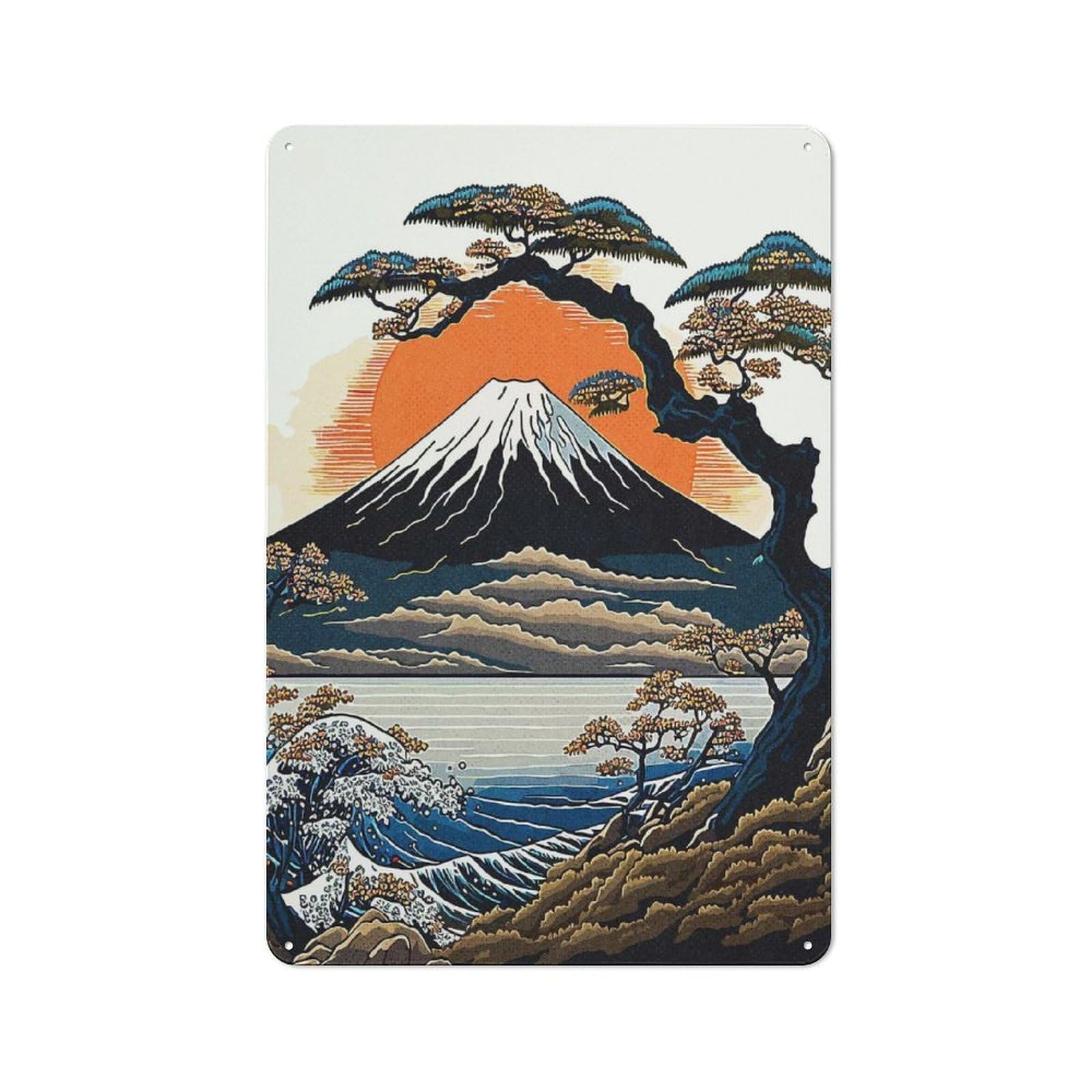 Man Cave Japan Nature Art Tin Wall Sign, Wall Decor for Workshop, Shed And Game Room, 30x20cm