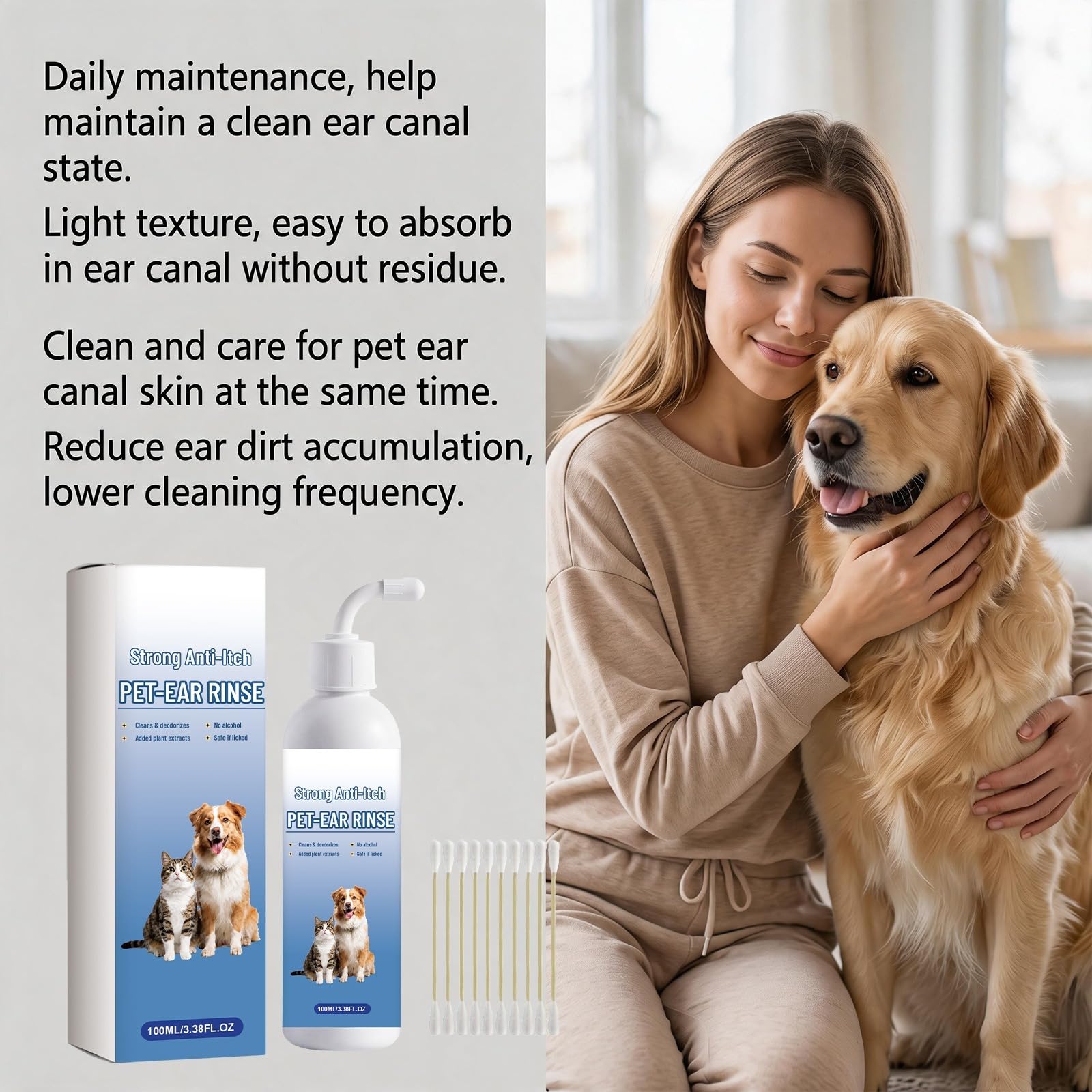 Nettoyant Auriculaire pour Animaux, Solution Lavante pour les Auriculaires