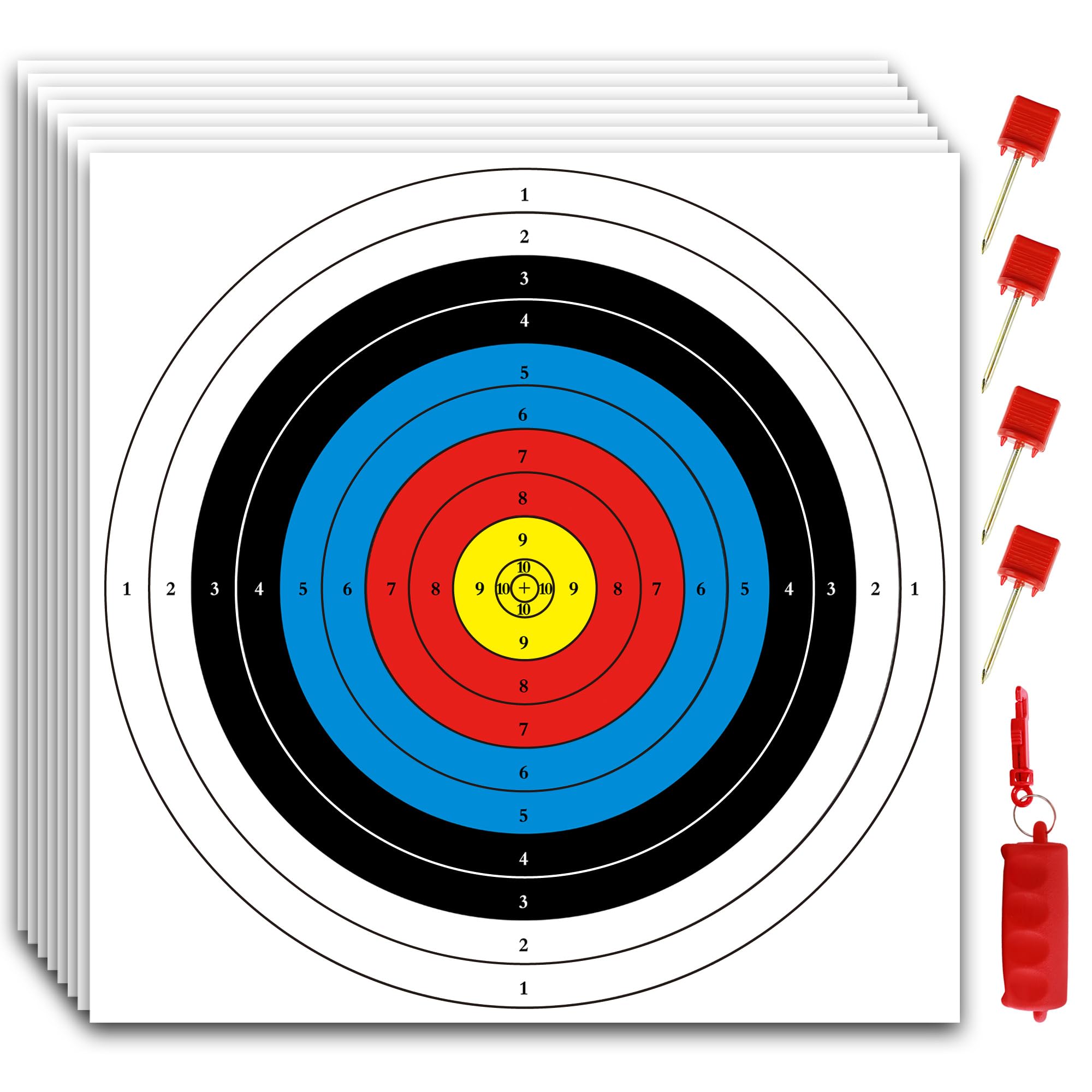 MOLFUJ Archery Targets Paper, 20pcs/50pcs Bow and Arrow Targets for Hunting Backyard, Archery Target Practice Accessories(10 Rings/5 Rings,16x16/15.7x15.7in)