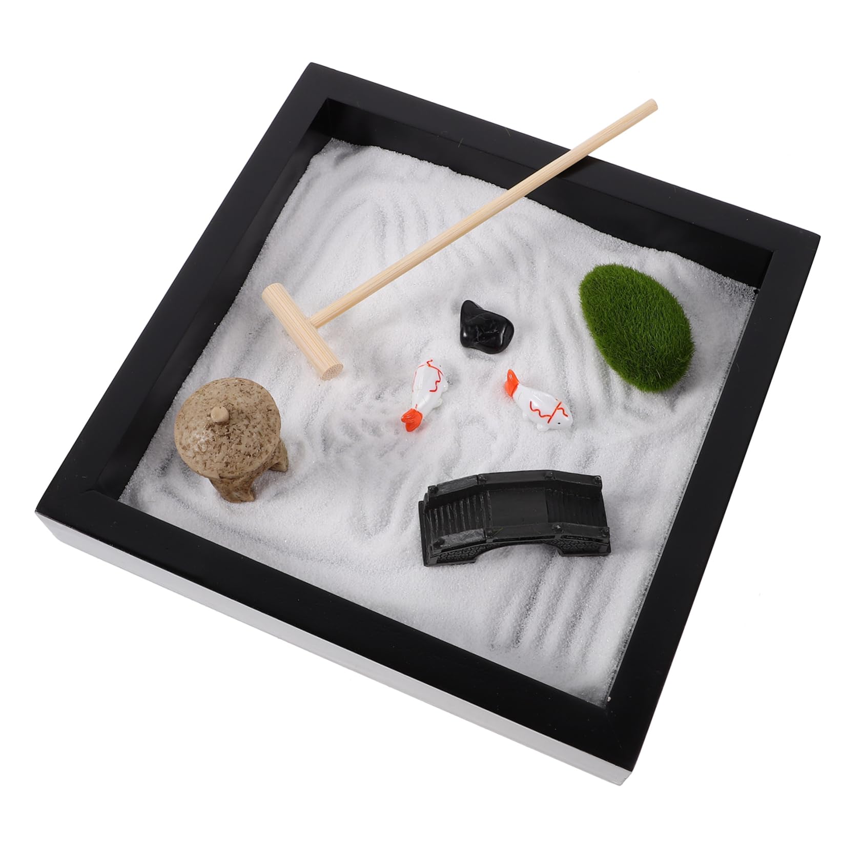 BESTonZON 1 Juego Jardín De Arena Zen Japonés Kit De Jardín Zen Decoración Zen Japonesa Jardín Zen para Escritorio Jardin Zen Japones Kit De Jardín Zen Mini Jardín Zen Madera