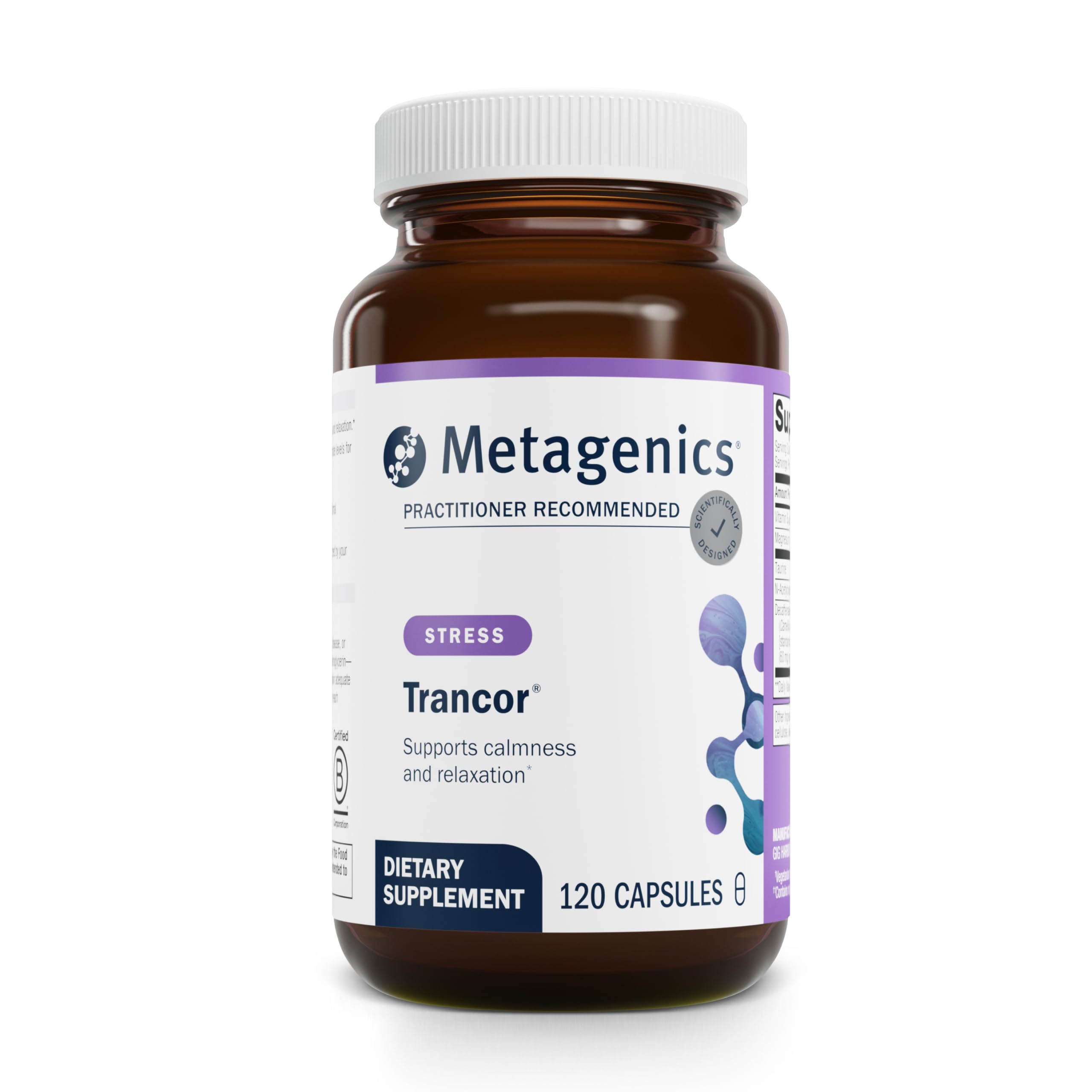 Metagenics Trancor - Calmness Support* - Balance GABA & Glutamate* - with N-Acetylcysteine (NAC), Taurine & Green Tea Extract - Non-GMO & Gluten-Free - 120 Capsules