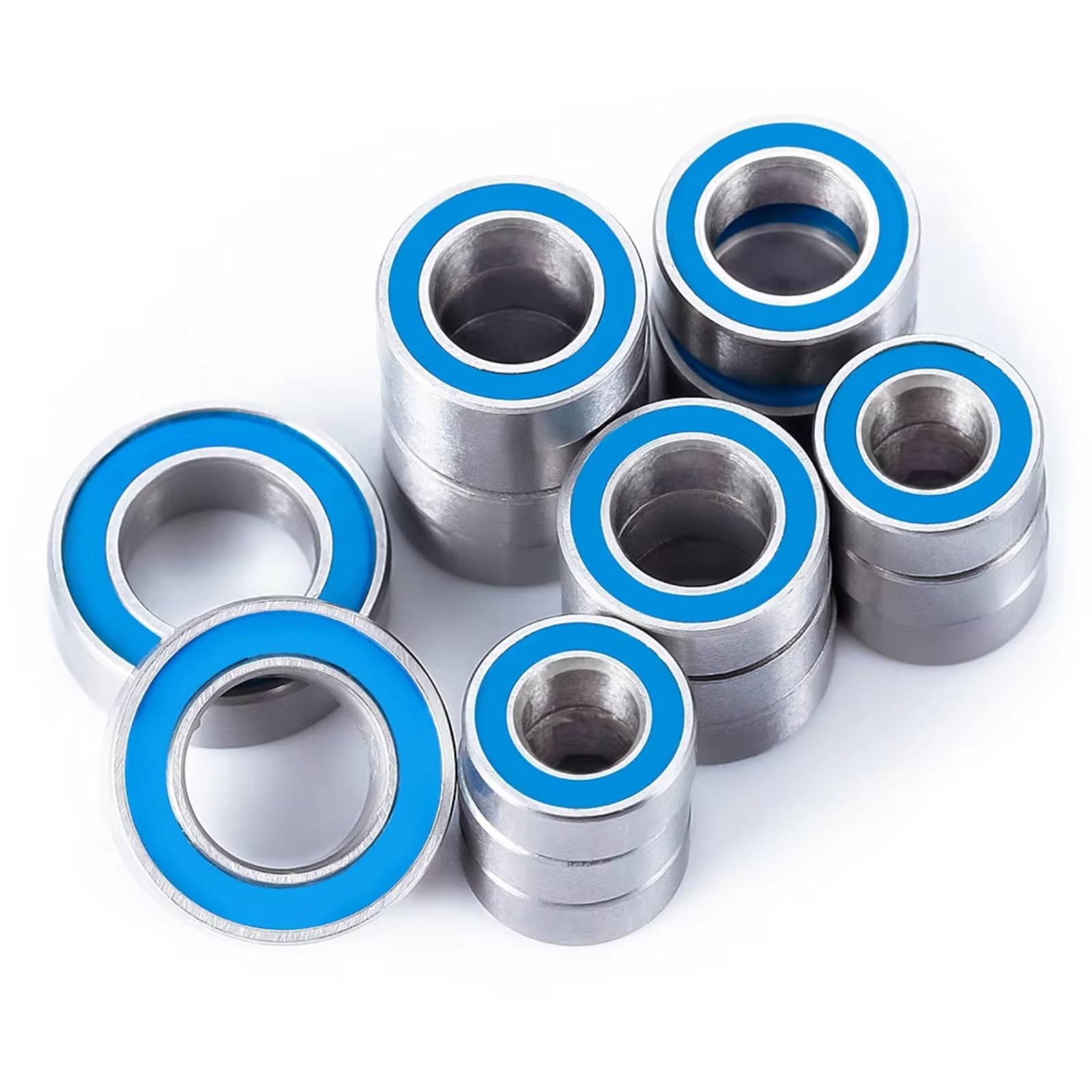 Rodamientos Bolas Rc Para Mini-B Para Buggy 1/16 18 Piezas Eje Para Cubo Rueda Azul Caucho Sellado Rodamiento Bolas Kit RC Coche Actualización Accesorios Modelo