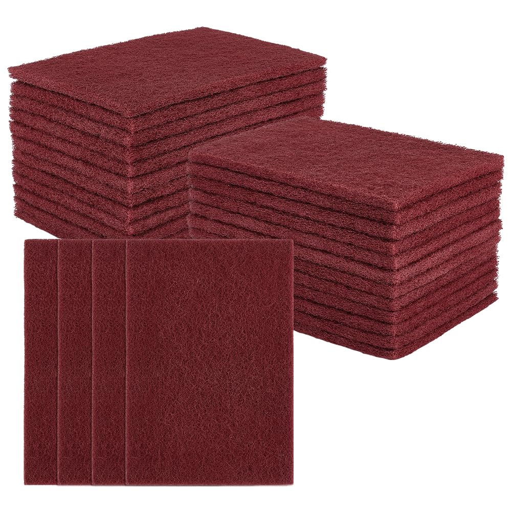 UNICRAFTALE 24 unidades de color rojo oscuro almohadilla general rectangular de nailon de esmeril herramienta de limpieza universal almohadillas de lijado para preparación de color, desbaste 6 x 9