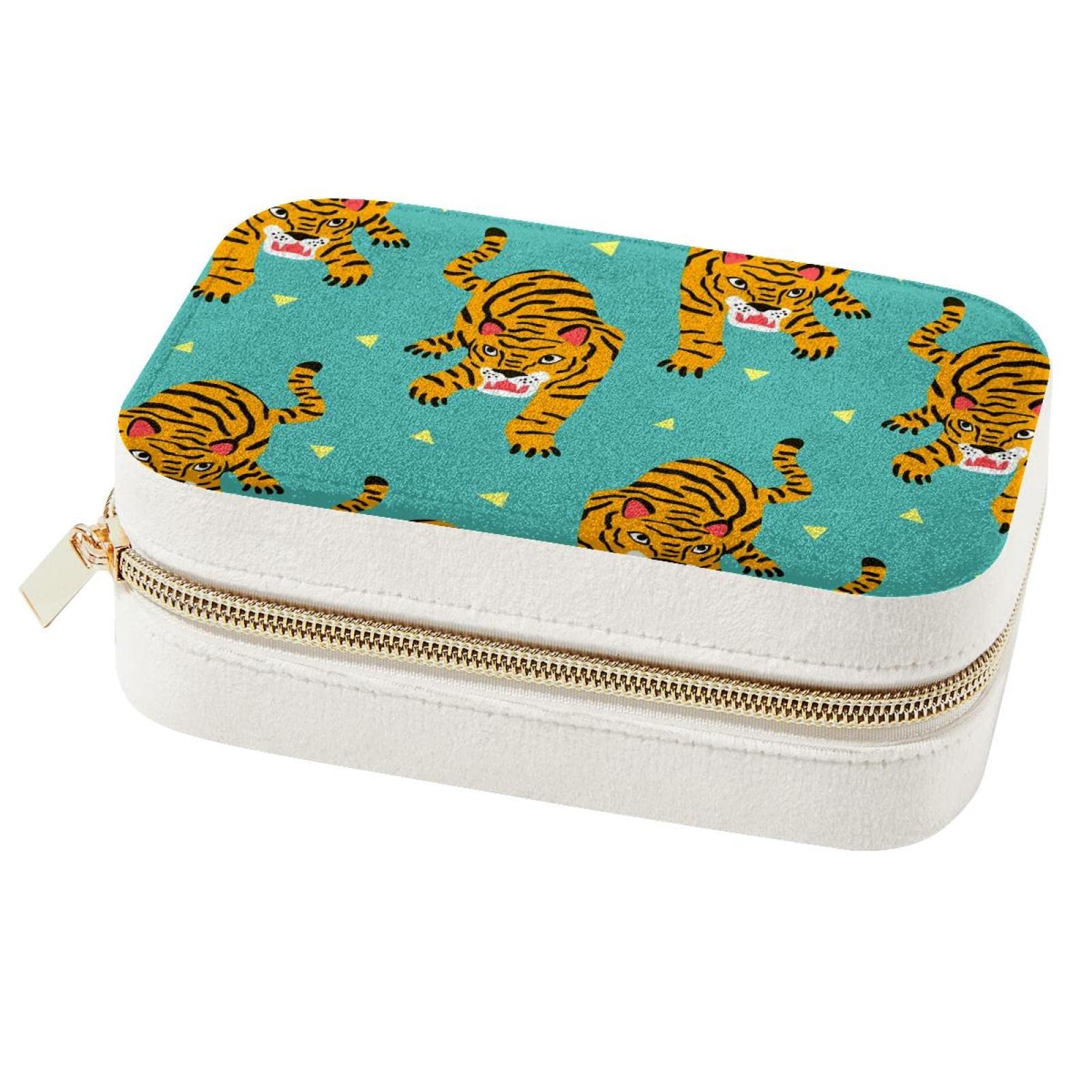 Boîte à bijoux de voyage tigre avec compartiments modulaires