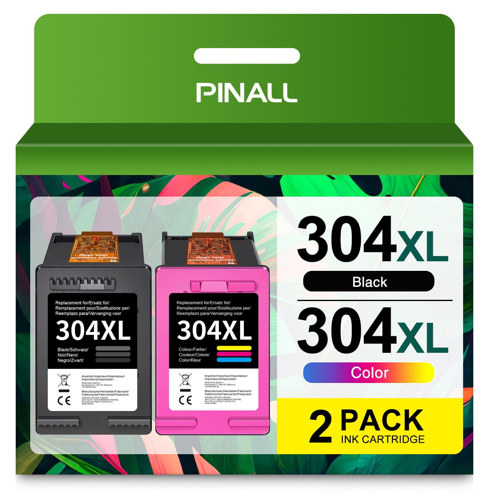 PINALL 304 XL für HP 304 XL druckerpatronen für HP Deskjet 3760 2620 2625 2630 2635 2655 Envy 5010 5020 5030 5032 (2-Pack)