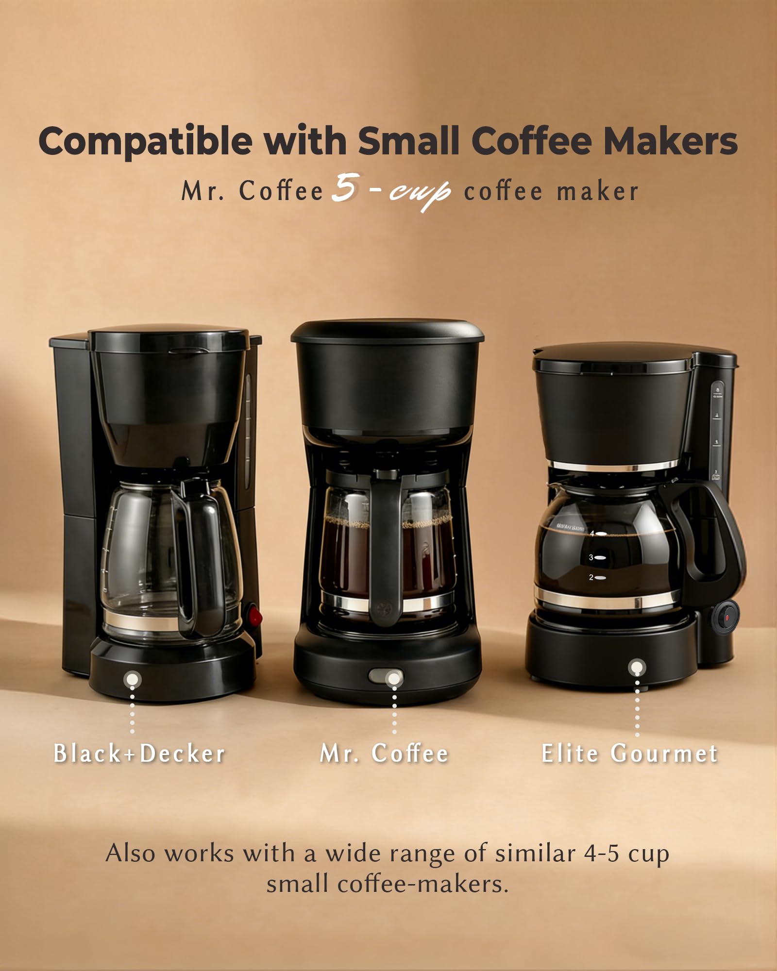 Brew Choice 5 Cup Basket Coffee Filters, 200 Count - 20% Thicker Small Coffee Filters Paper Compatible with Mr. Coffee & 4-5 Cup Coffee Makers - 5