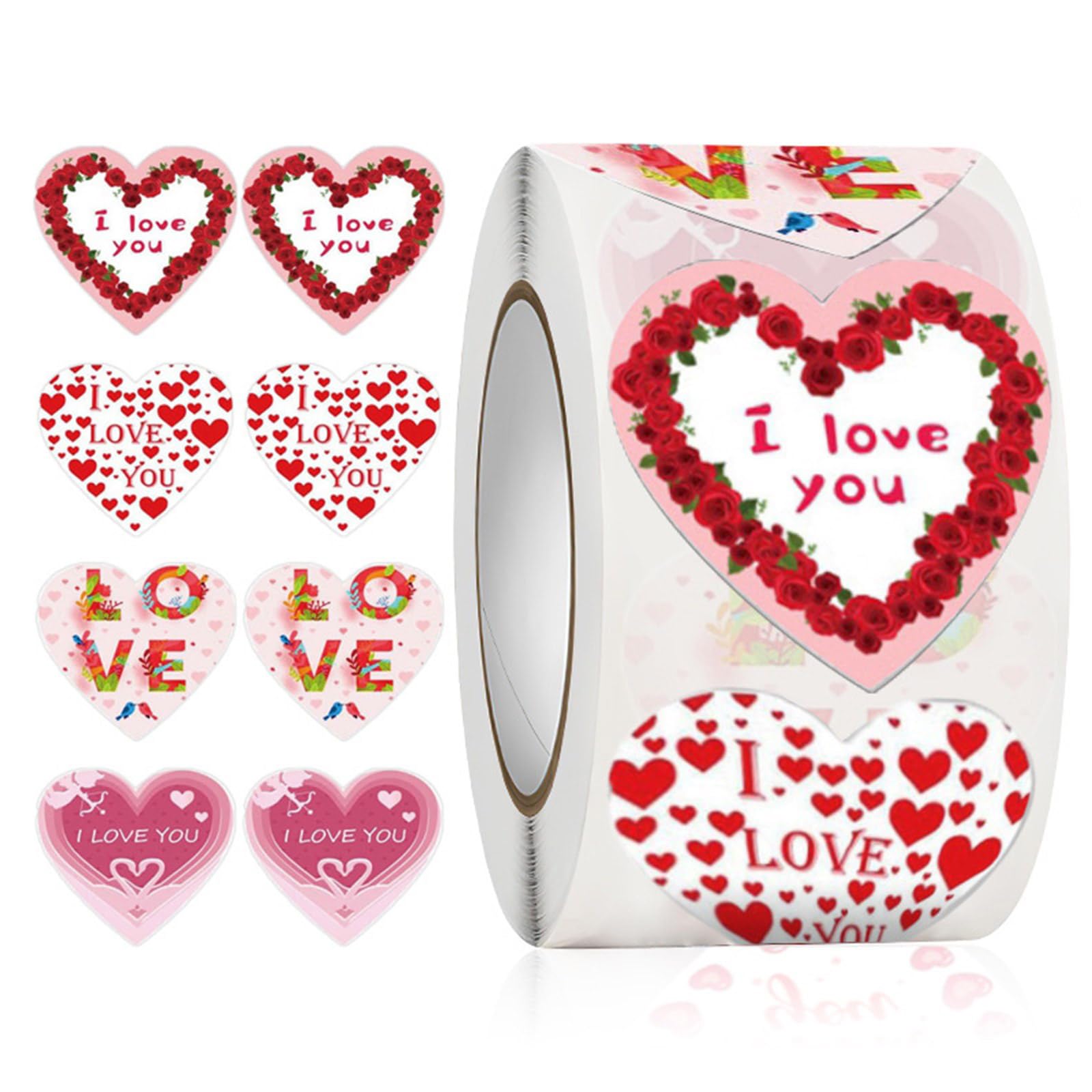 500Pcs Valentines Rose Heart Sticker 1Inch Packaging Wrapping Labels for Envelope Card Journal Planner Wrapping Wedding