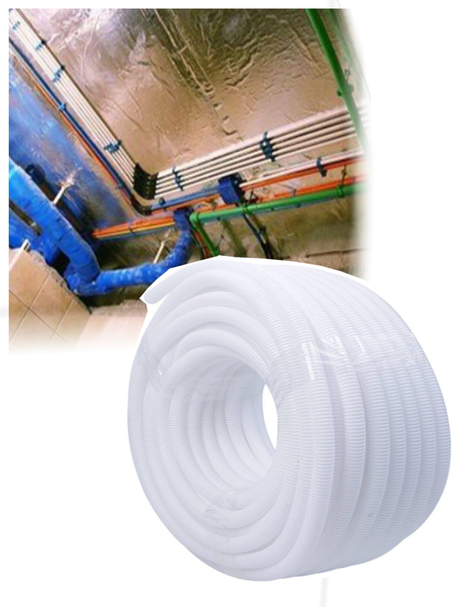 Conducto corrugado de PVC flexible: tubería de alambre retardante de llama for cables eléctricos, protector de alambre for administración(OD 25mm/ID 2cm)