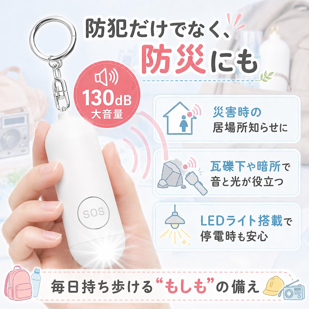 Amazon.co.jp: 防犯ブザー 防犯アラーム 130dB 大音量 USB Type-C充電