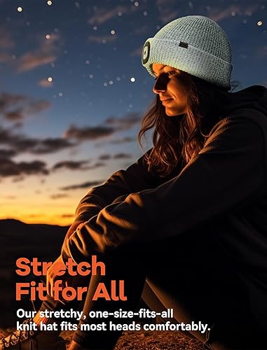 Miniatura 6 de Beanie Hat with Light, Merino Wool Winter Hat LED Knit Beanie Hat USB Rechargeable Night Scope Gift for Men Women