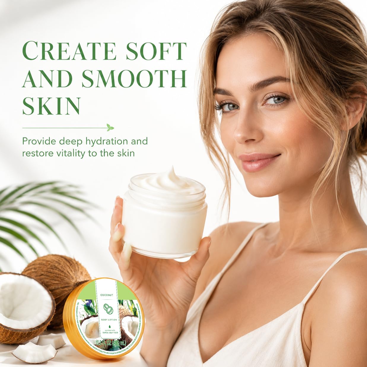Coconut Body Lotion for Dry Skin, Shea Butter Body Moisturizers 13.5FlOz | Coconut Lotion for Women, Shea Butter Body Lotion, Leaving Skin Soft and Smooth