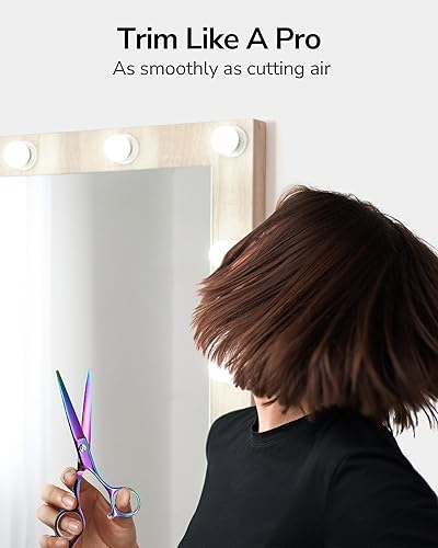 Miniatura 50 de ULG Tijeras de corte de pelo, tijeras de barbería profesional, tijeras de peluquería, tijeras, navajas para el adelgazamiento del cabello, tijeras