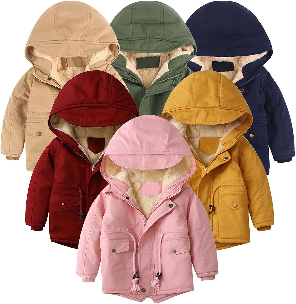 Otoño niño cálido polar chaqueta con capucha sudaderas con capucha para bebés niños niñas lindo rayas color sólido cremallera abrigo