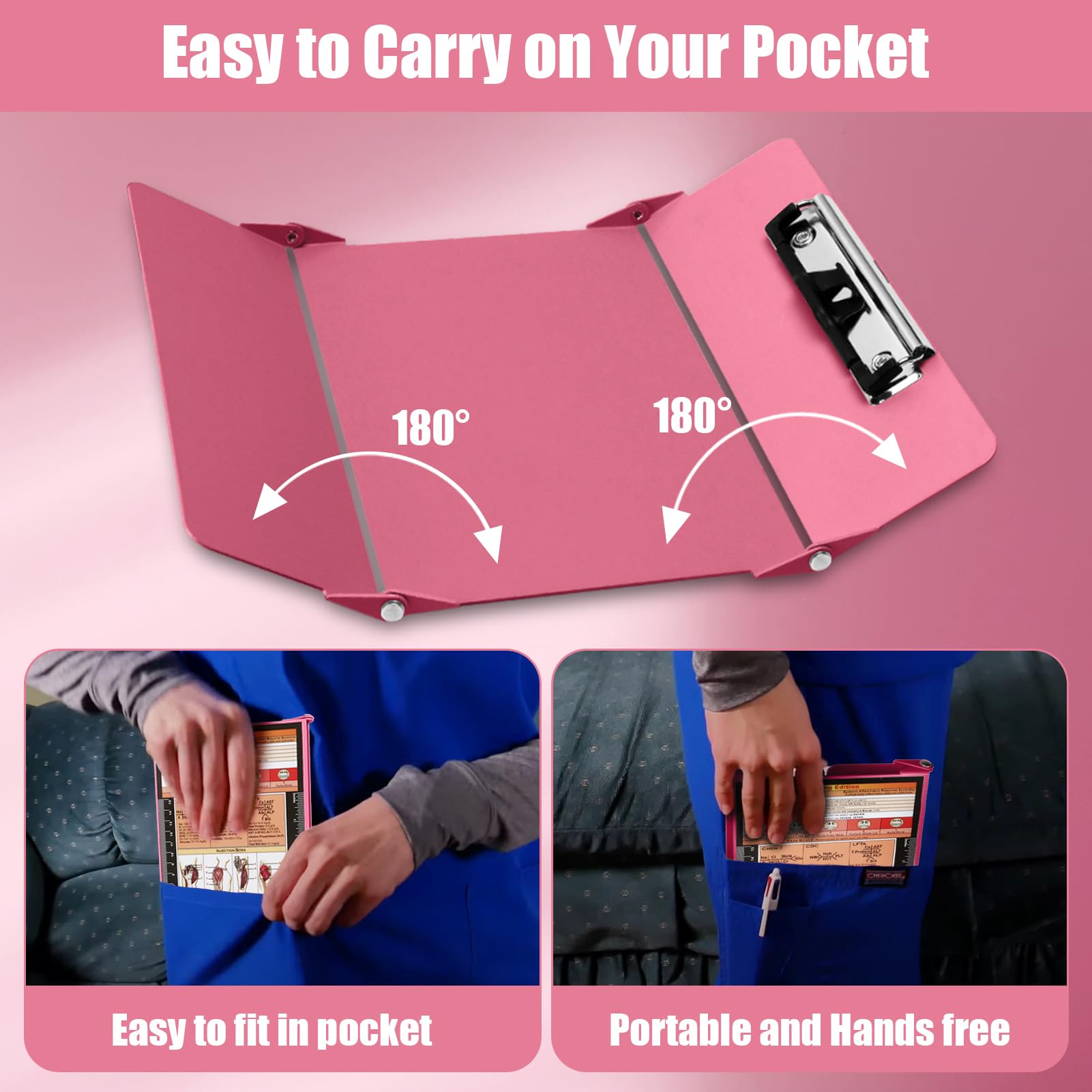 Snapklik.com : Foldable Aluminum Nursing Clipboard - 3 Layer, Pink ...