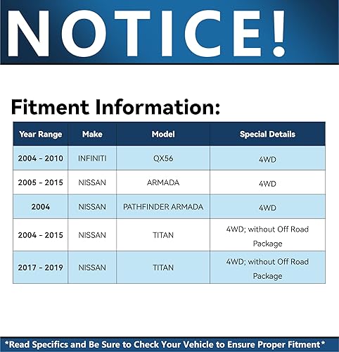 Miniatura 2 de Detroit Axle - 4WD 2 puntales delanteros para Nissan Titan Pathfinder Armada Infiniti QX56 puntales completos con muelles helicoidales de reemplazo
