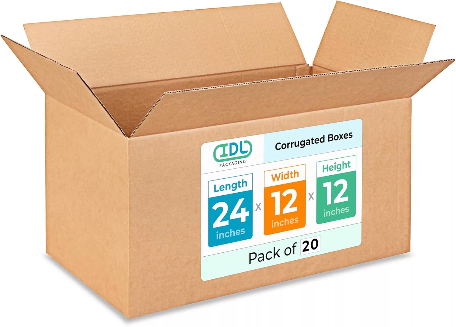 Large Shipping & Moving Boxes 24"L x 12"W x 12"H (20-Pack) - Extra Strength 200 lb vs Regular - Corrugated Strong Boxes for Moving - Cardboard Box for Moving - Box for Packing by IDL Packaging