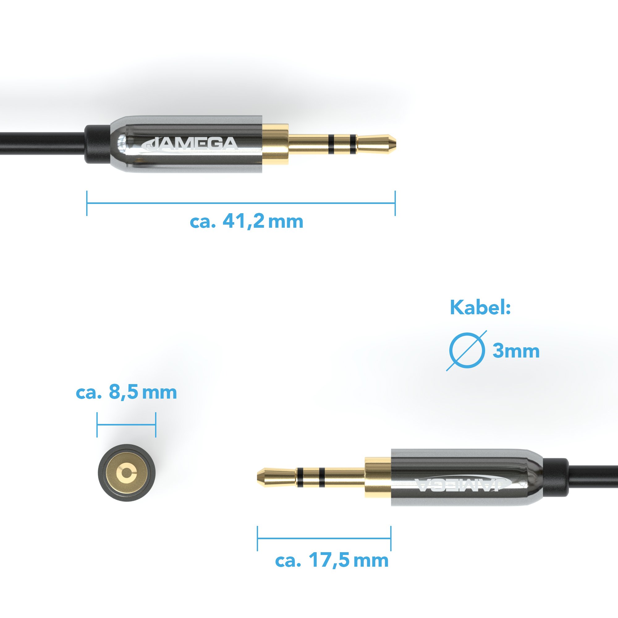 90° Spiralkabel 3,5 Mm Klinke – 1,5 M, Rechtwinklig, TRS Stereo, Für Smartphones, MP3-Player & Mehr