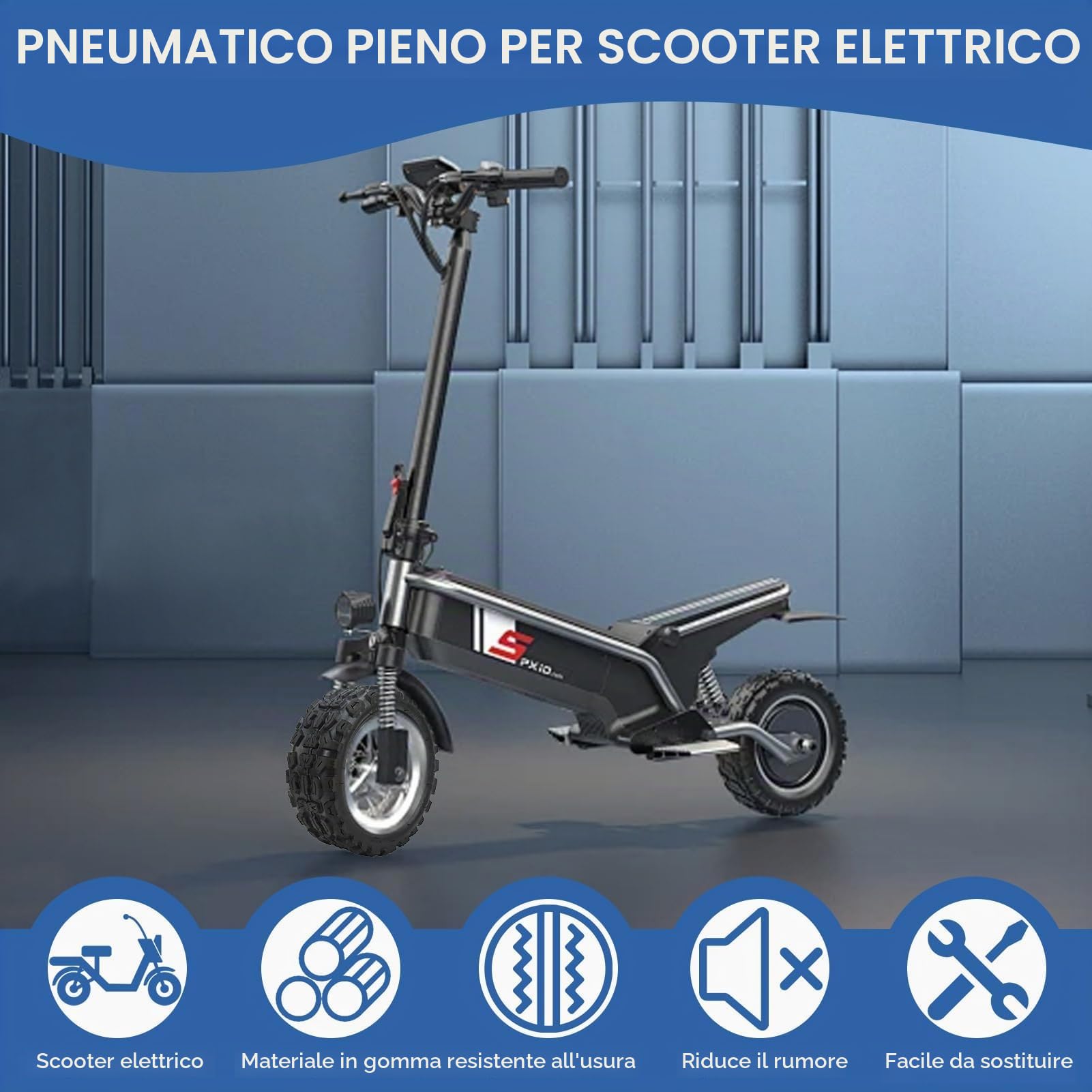 Pneumatico per Scooter Elettrico, 100/65‑6.5 Sostituzione del Pneumatico per Pneumatici Tubeless con Vuoto in Gomma Ispessita Fuoristrada Antiscivolo Anteriore Posteriore per Campo Innevato