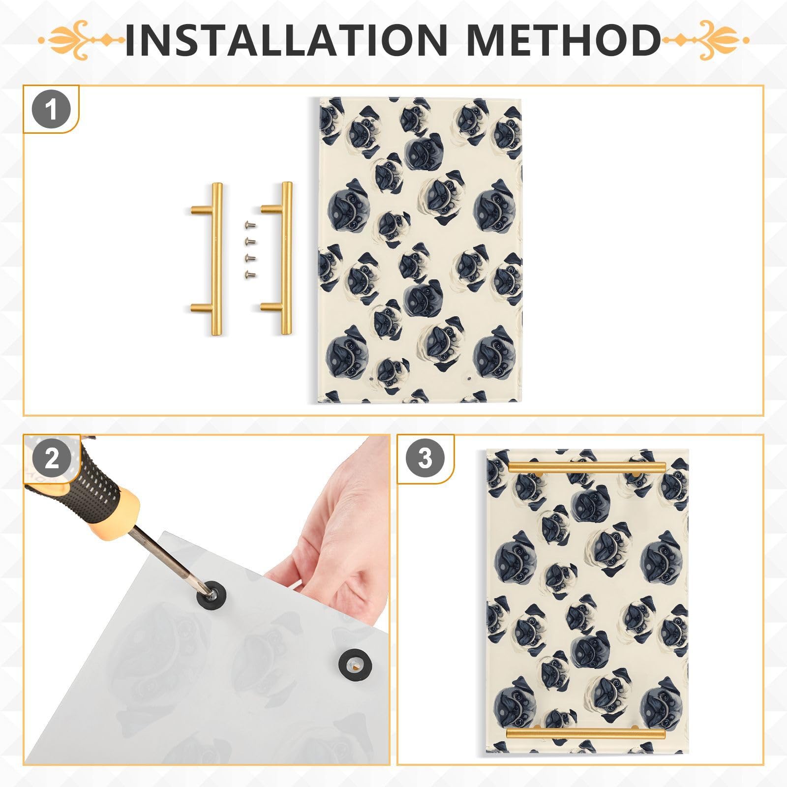 NFMILI Pug Pattern Vanity Tray Rectangle Acrylic Bathroom Tray Serving Trays for Centerpieces Modern Home Decor for Kitchen Bathroom Bedroom Living Room 7.9 × 11.8 inch