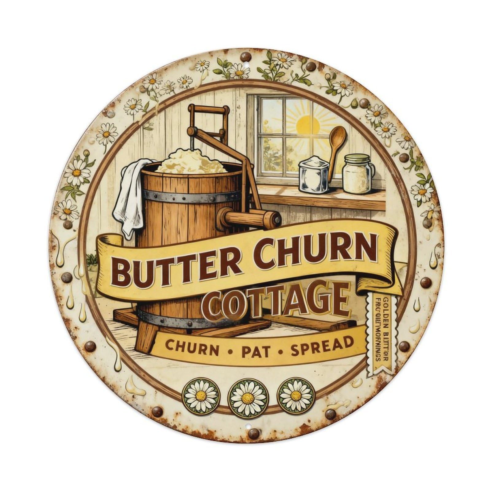 Butter Churn Cottage Sign Metal Tin Sign Plaque