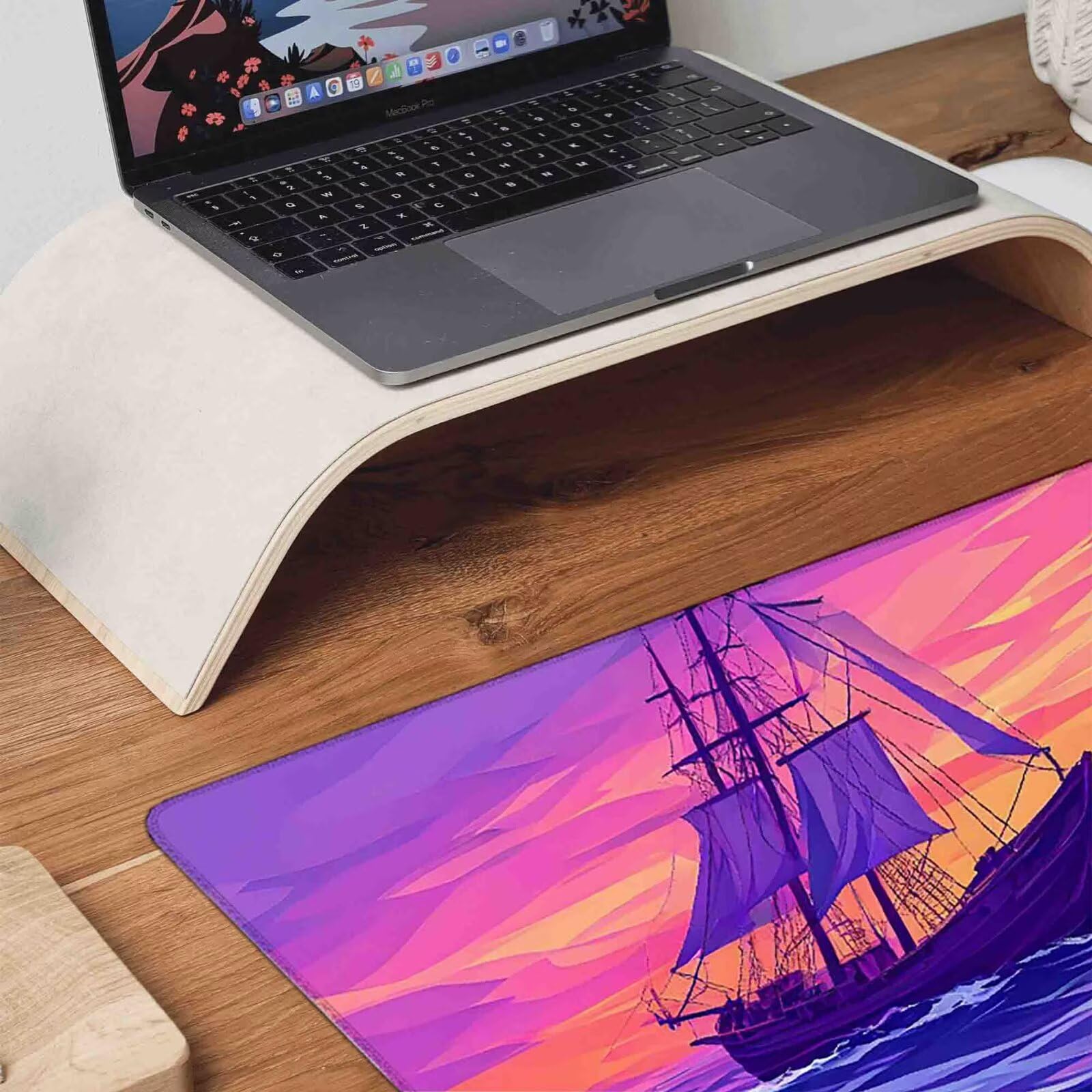 Tappetino Mouse Viola Mousepad Barca Tappetino Mouse XXL 1200 x 600mm Sottomano Scrivania Grande con Base in Gomma Antiscivolo Accessori Gaming, Migliora Precisione e Velocità per PC, Laptop r8751