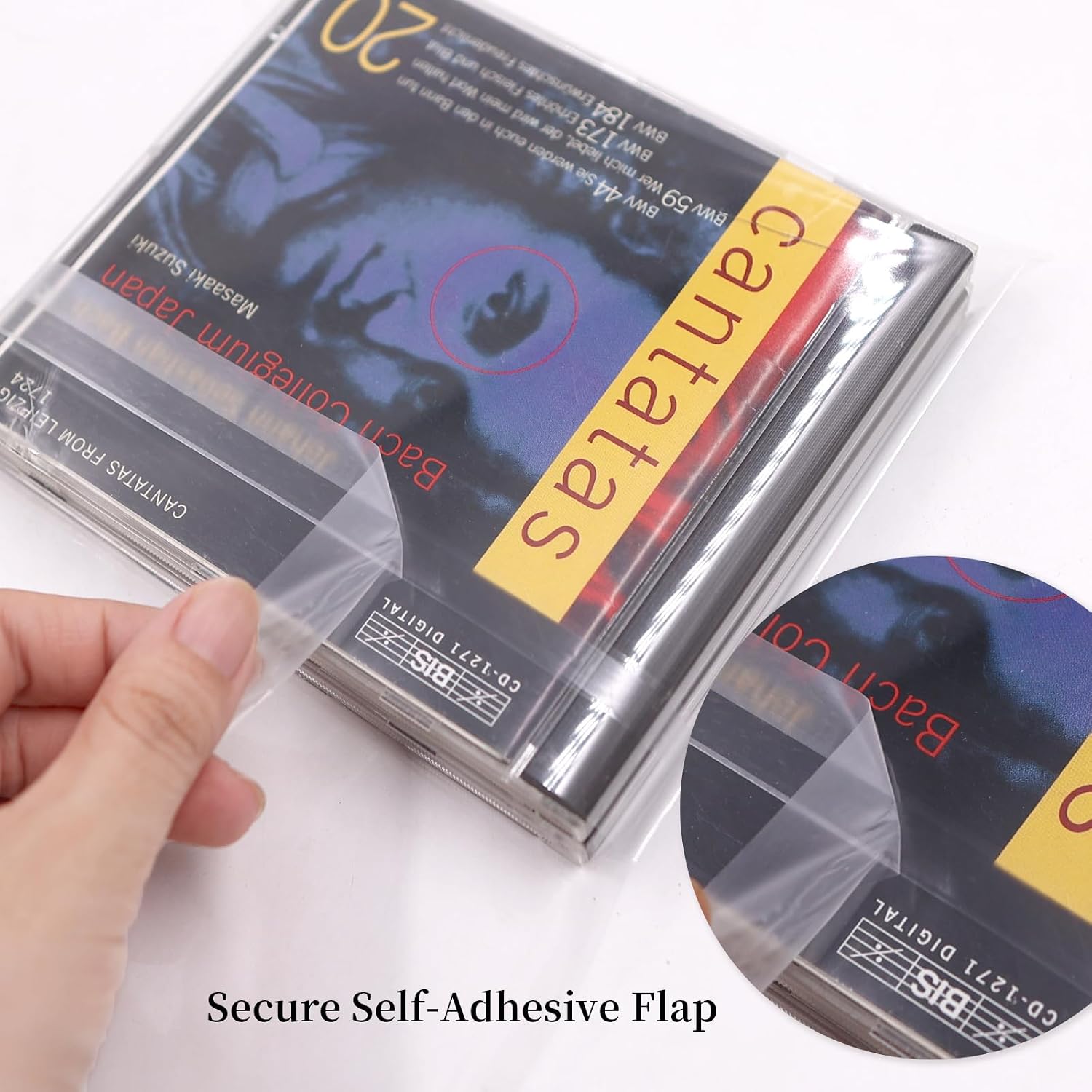 sdroceRyaM 50pcs CD Outer Sticky Sleeves Crystal Clear Plastic Vinyl Protective Sleeves for 4CD Thick Box Storage