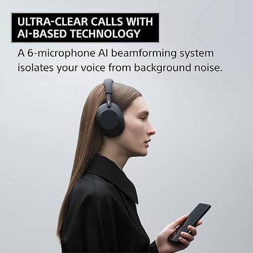 Miniatura 5 de Sony WH-1000XM6 Los mejores auriculares inalámbricos con cancelación de ruido, procesador HD NC QN3, 12 micrófonos, optimizador NC adaptativo,