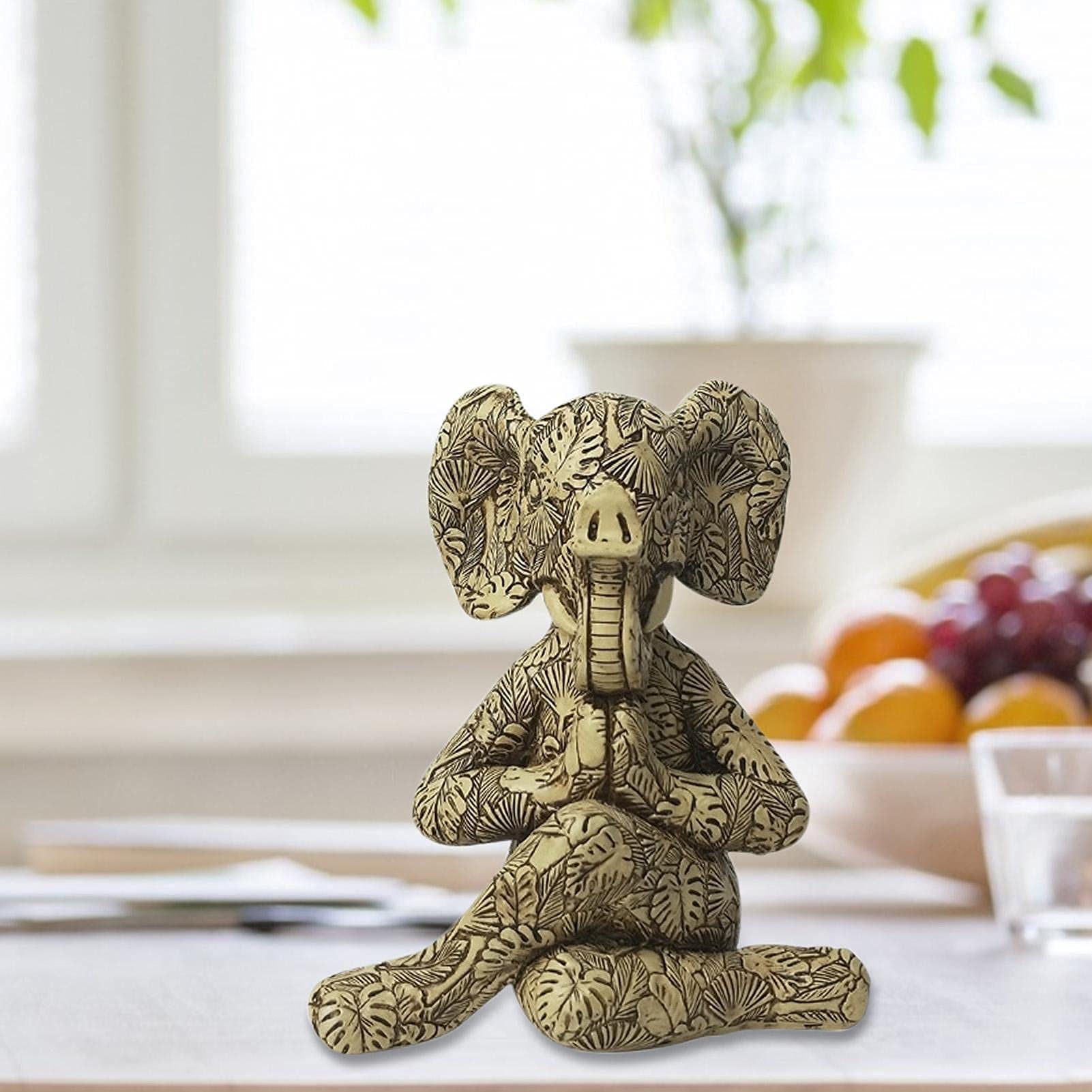 Medytująca dekoracja słonia, miniaturowa figurka ogrodowa zen joga słoń do wnętrz/na zewnątrz Zen ogrodowe figurki, ozdoba do ogrodu wróżki, domu, na taras, taras, podwórko, unstdeko