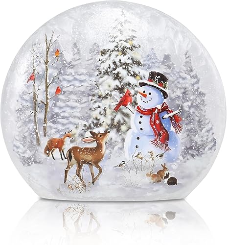 Miniatura 9 de Muñecos de nieve iluminados de Navidad, decoración de interior de cristal agrietado, luz LED, florero de muñecos de nieve, lámpara de cardenal y