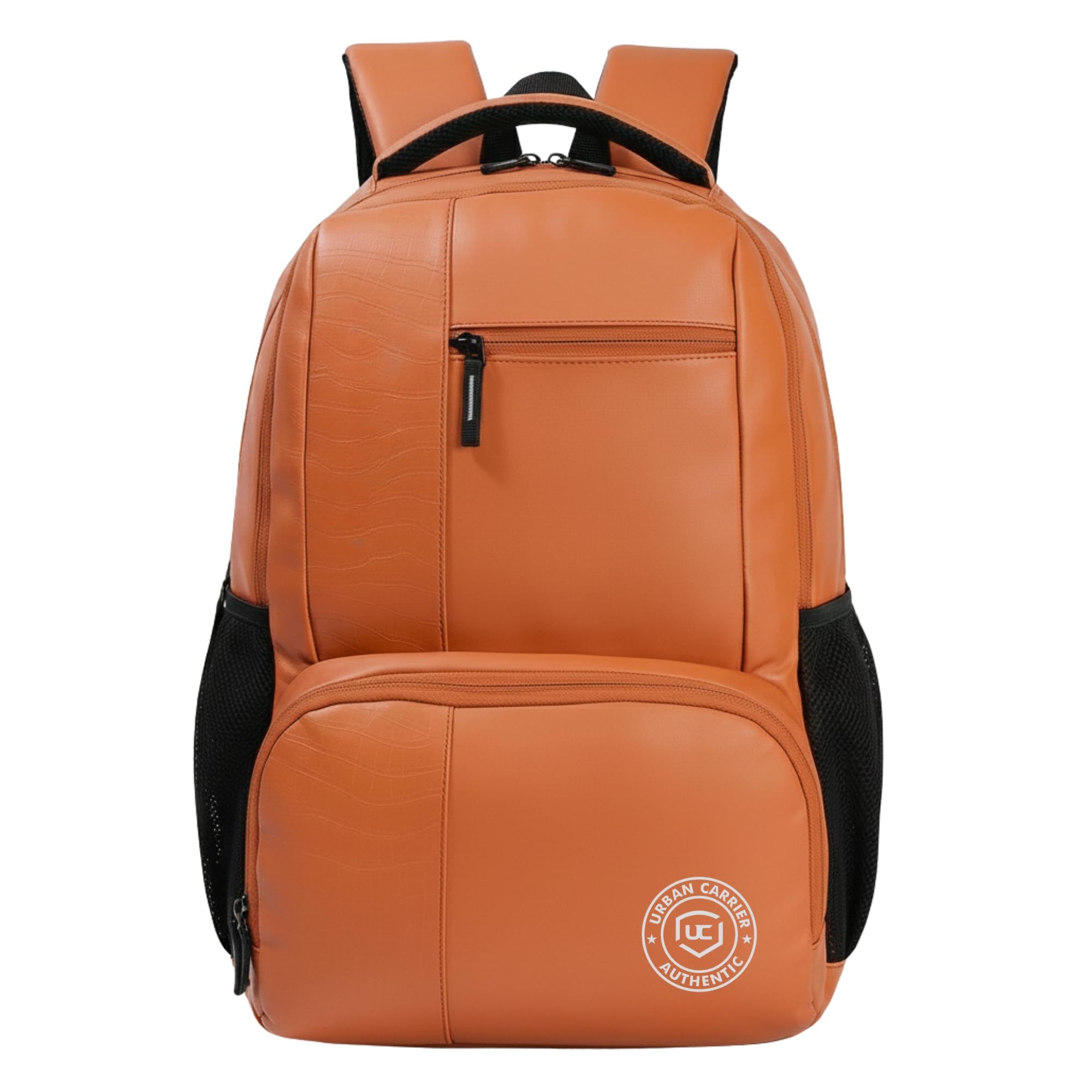 Authentic Leather Laptop Backpack, Orange, 18 inch Laptop Compartment, Multiple Pockets Organizer, Water Bottle Holder-image-39