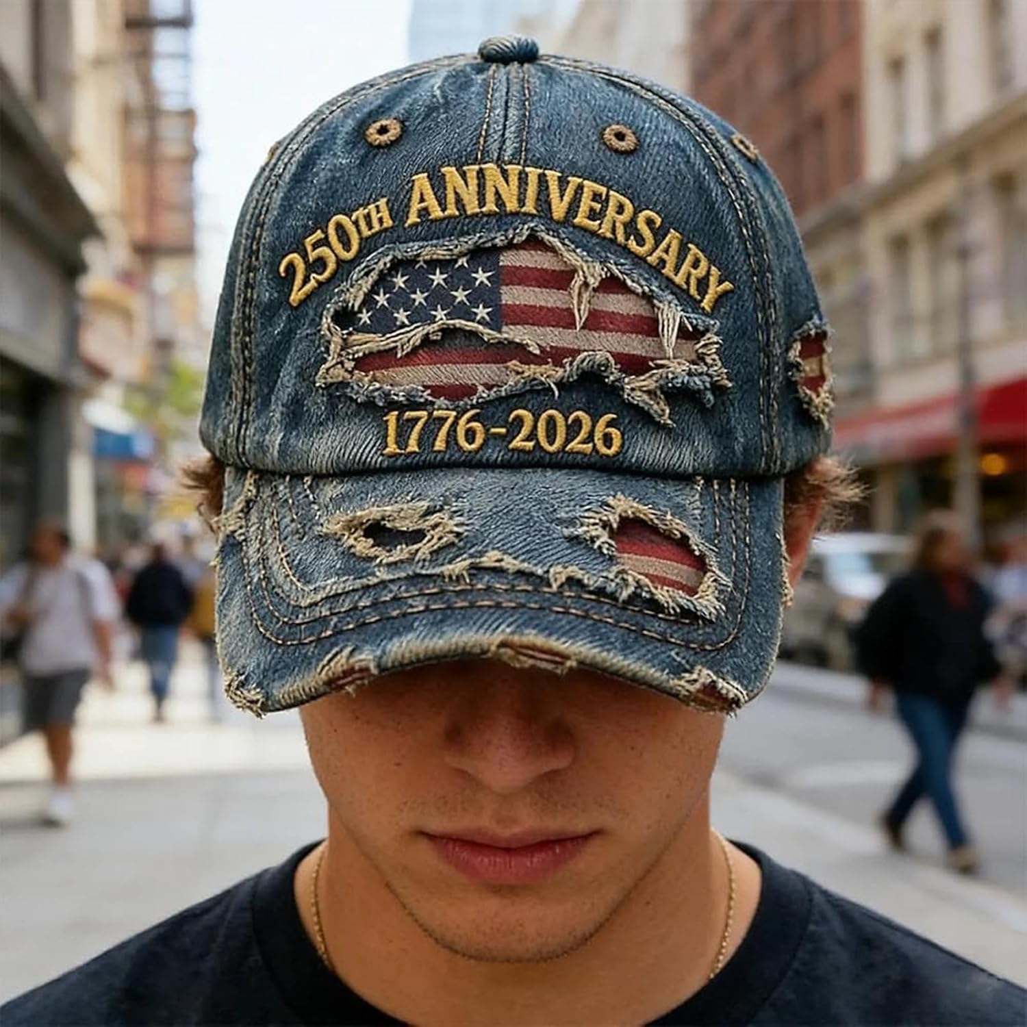 250 Anniversary USA Hat,Patriotic Baseball Cap 1776-2026 - Adjustable USA Retro Denim Baseball Cap - Image 4