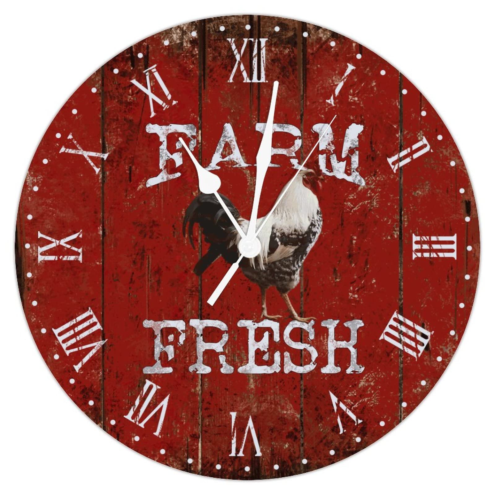 Horloge murale à quartz pour salon au motif coq et ambiance ferme