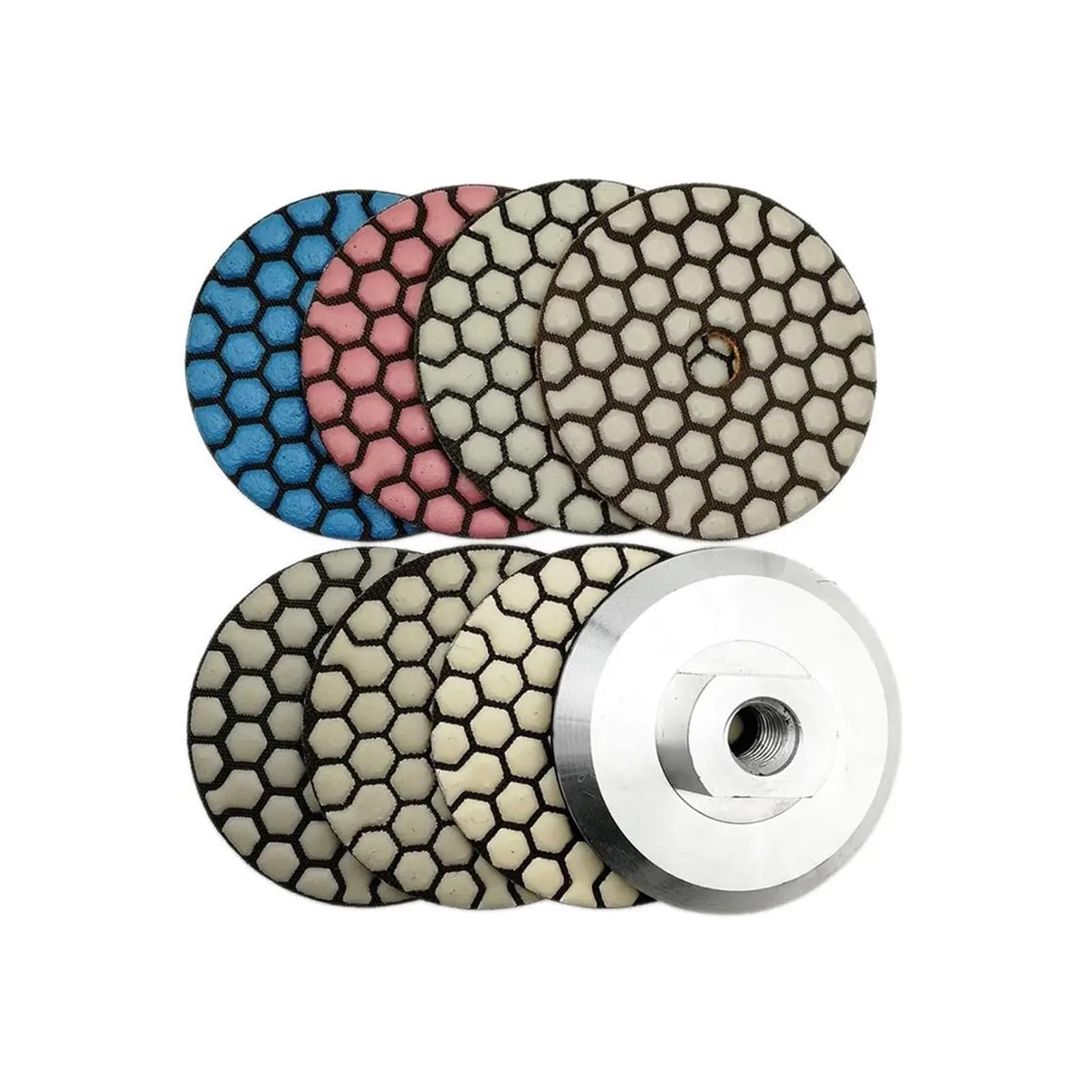 7 unids/set 80mm almohadilla de pulido en seco Flexible de diamante 1 pieza respaldo a base de aluminio granito mármol cerámica 3 "disco de lijado(7 pads and 1 backer)