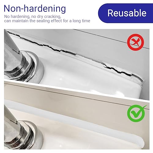 Miniatura 7 de Masilla de silicona moldeable, impermeable, se mantiene flexible, buena plasticidad para reparar y llenar varios huecos en baños, fuentes, tuberías