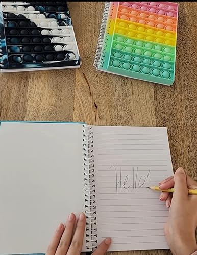 Miniatura 6 de Cuaderno para la ansiedad, juguete Pop It Fidget, Cuaderno de espiral Push Pop, Juguete sensorial de burbujas de silicona para aliviar el estrés,