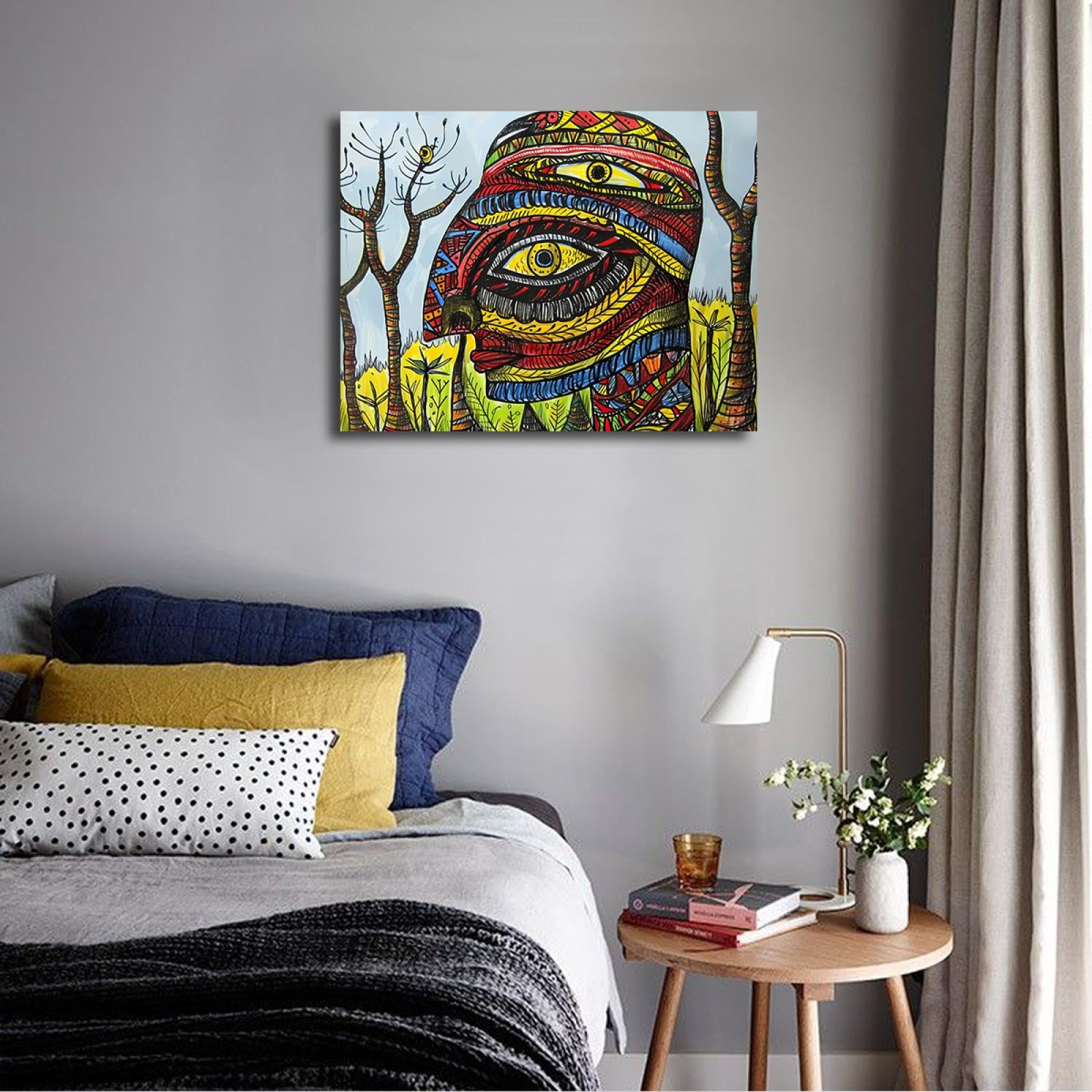 SHENGPOSTER Obraz olejny styl farby na płótnie botaniczna kolorowa twarz sztuka ścienna obrazy plakaty do akademika mieszkanie dekoracja domu łatwe do powieszenia 55 x 70 cm rama wewnętrzna