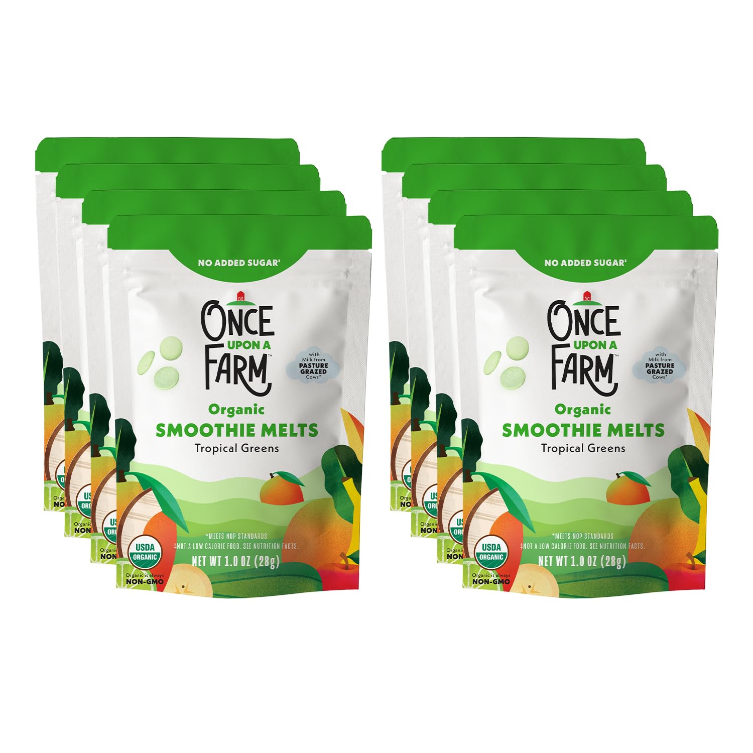 Once Upon a Farm Batido orgánico derretido, verde tropical, 8 unidades
