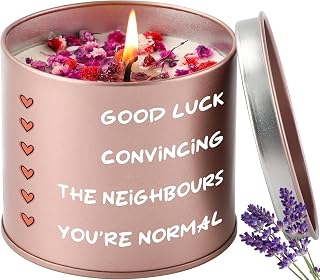 Christmas Candle Gifts House Warming Gifts for New Home, Funny Housewarming Gift Ideas for Friend, Women, Neighbor, Besties, 9 oz Lavender Scented Candle for Apartment Homeowner