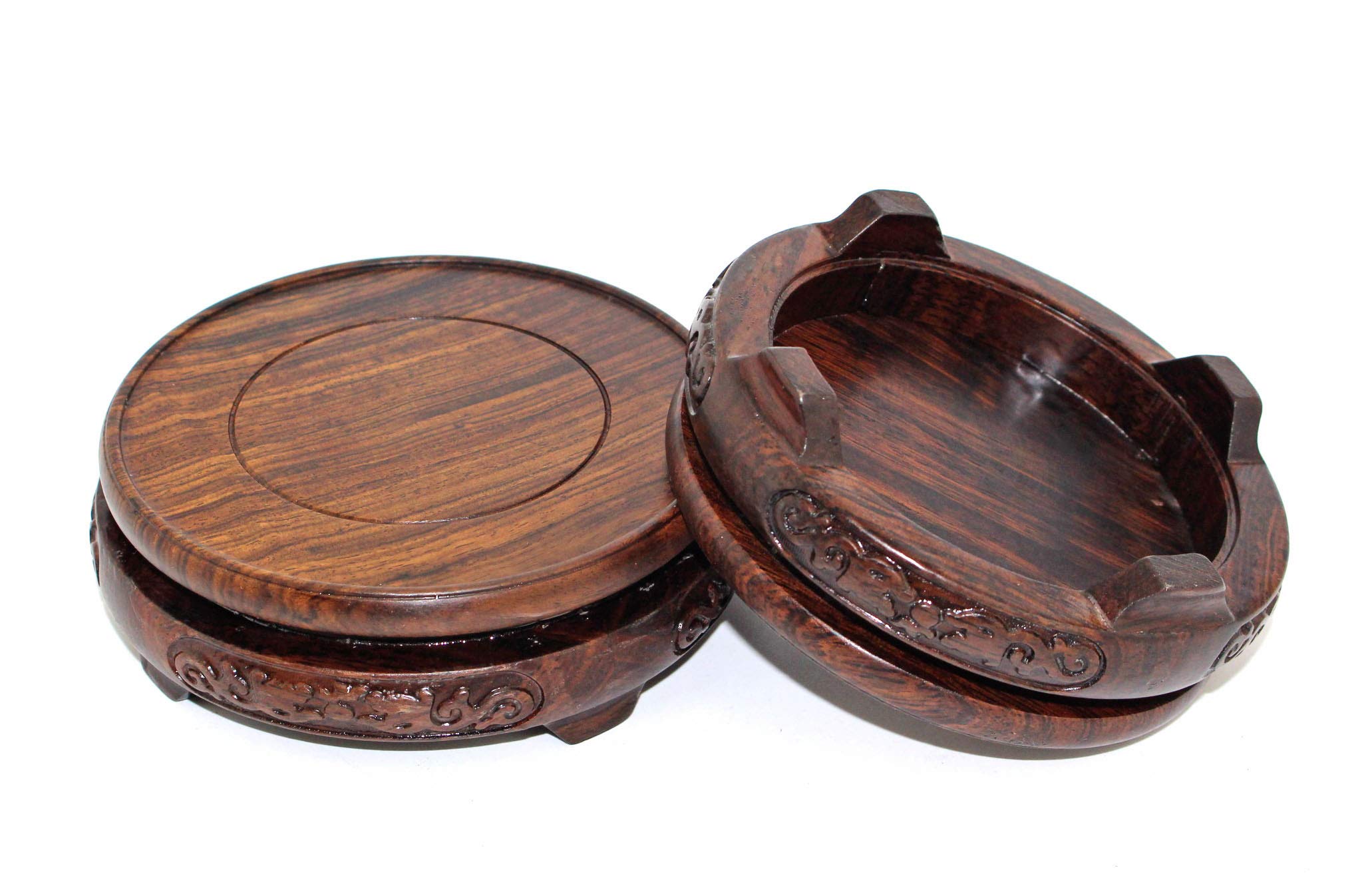 Goldy&Wendy Round Brown Rosewood Pedestal Base Display Stand (3.8" Inside Diameter)