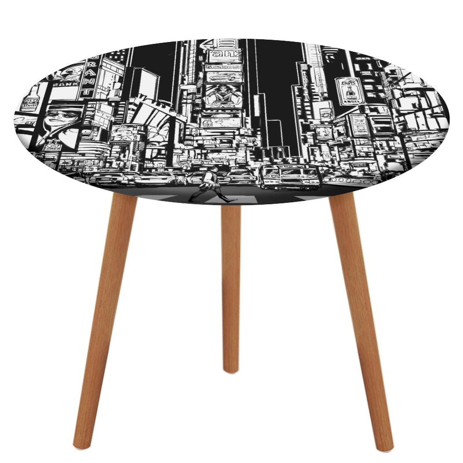 City Round Tablecloth Table Protector Cover For Dinning Room Kitchen Picnic Party