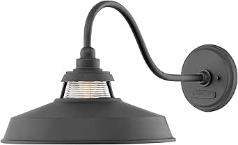 Hinkley Troyer One Light Outdoor Small Wall Lantern, Black w/Ribbed Clear Glass