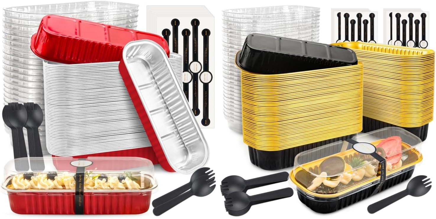 Bundle of 180 Pack Mini Loaf Pans (Red and Black Gold)