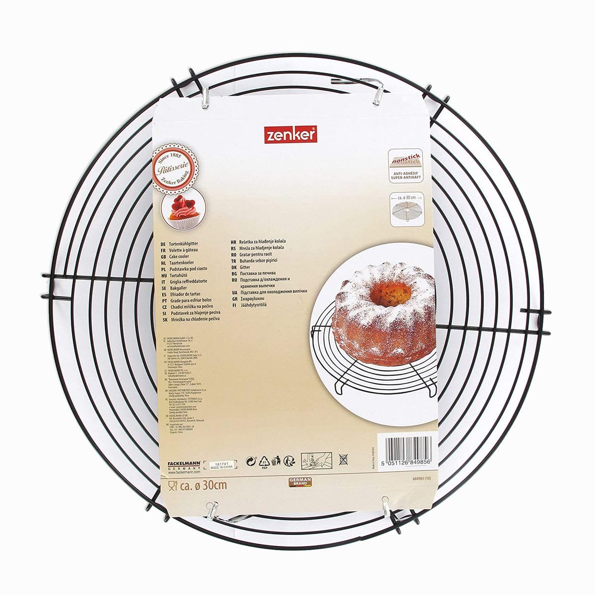 Zenker Présentoir à gâteau 30 cm Métal Noir grille de refroidissement